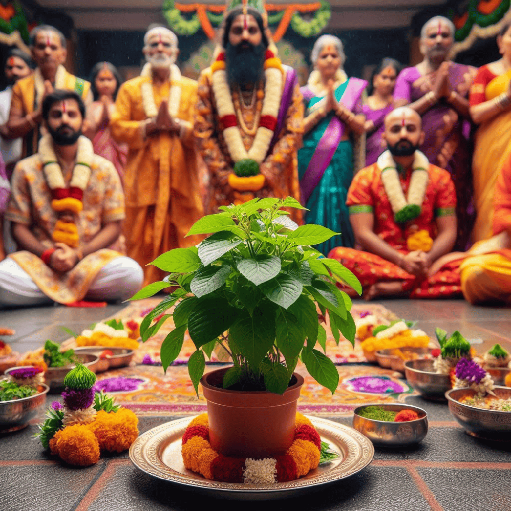 Hindu ritual featuring Tulsi